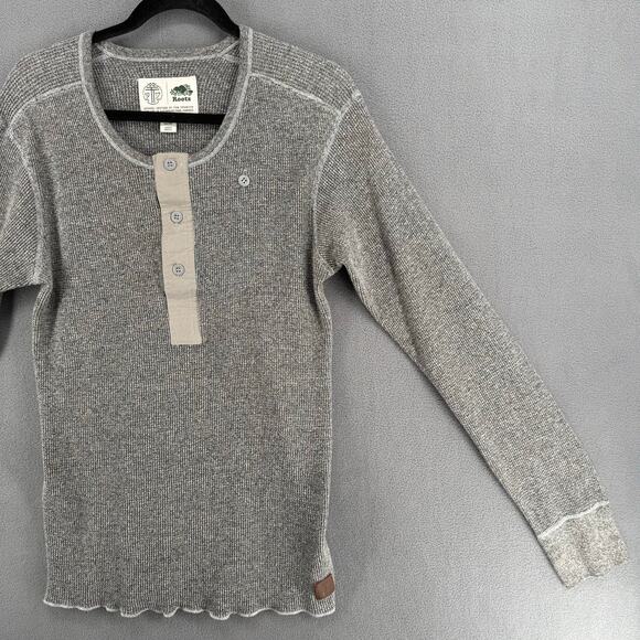 Roots x Tom Thomson Long Sleeve Thermal Mens M Gray Canada Outdoor Cotton Blend - Picture 4 of 13